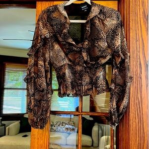 BARDOT- Brown snake skin printed blouse- Size small